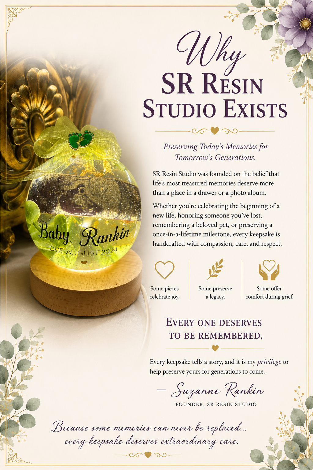 Why SR Resin Studio Exists brochure page